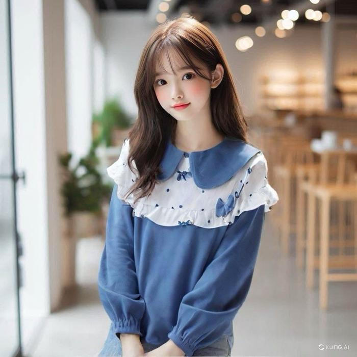 Baju Atasan Anak Perempuan Blouse Korea Knit Usia 9 Tahun 10 Tahun 11 Tahun 12 Tahun 13 Tahun 14