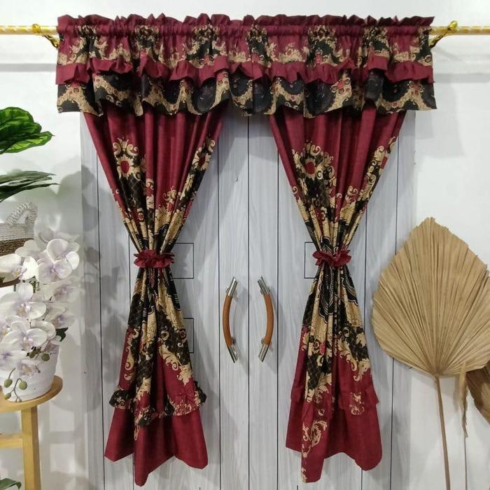 Gorden Jendela Kamar Pendek Model Serut Motif Elisabeth