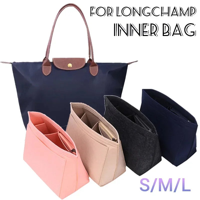 Felt Insert Bag Fits for Longchamp Handbag Liner Bag Felt Cloth Makeup Bag Support Travel Portable