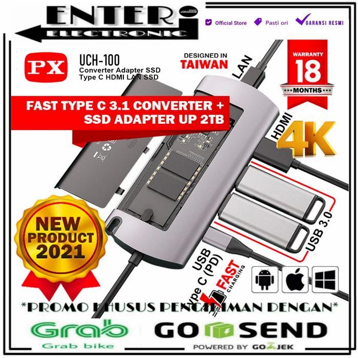 Px Uch 100 - Converter Adapter Ssd 2Tb Type C To Usb Hdmi Lan 6 In 1