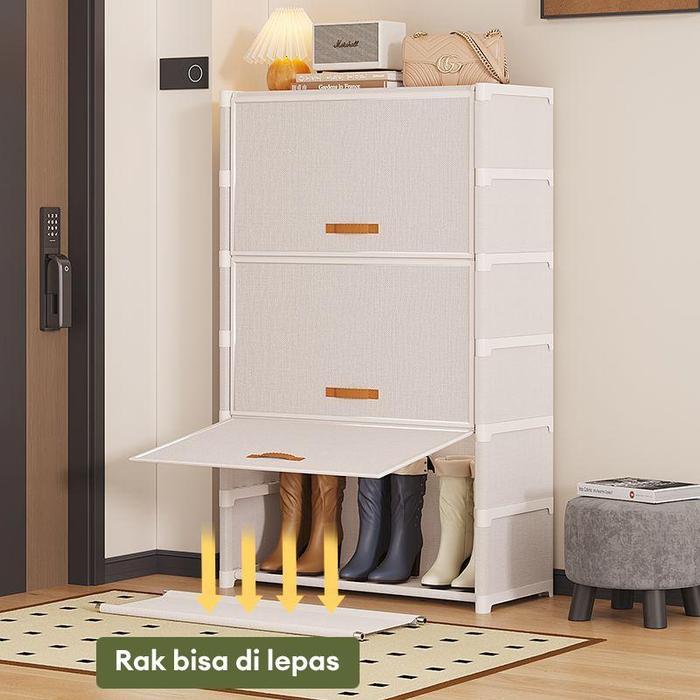 Rak Sepatu Anti Debu Tertutup Lemari Sepatu Kain 9 Susun Rak Sepatu Portable Tahan Air & Debu