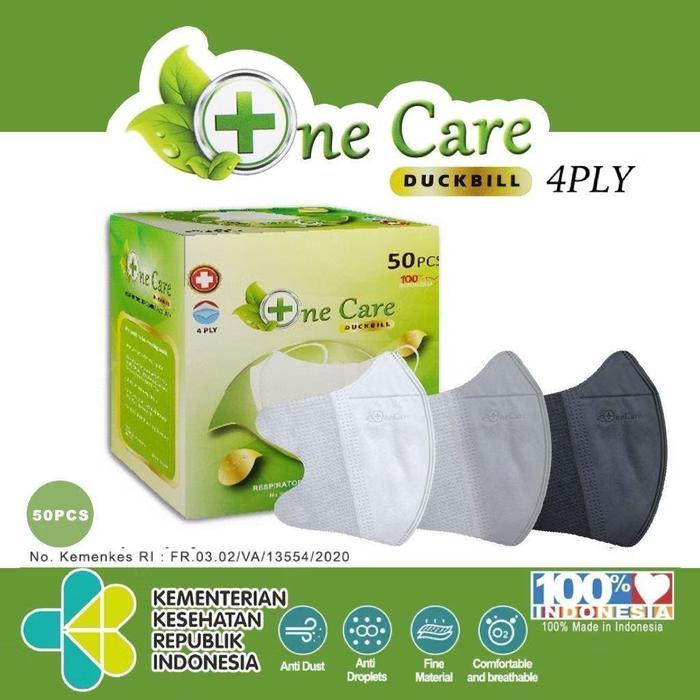 [] DUCKBILL EMBOS ONE CARE HITAM PUTIH ABU / MASKER EARLOOP DUCKBIL ONECARE ISI 50PCS/BOX