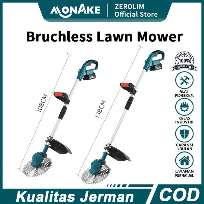 MONAKE JERMAN Mesin Potong Rumput Brushless Pemotong Rumput Listrik Pemangkas Cordless