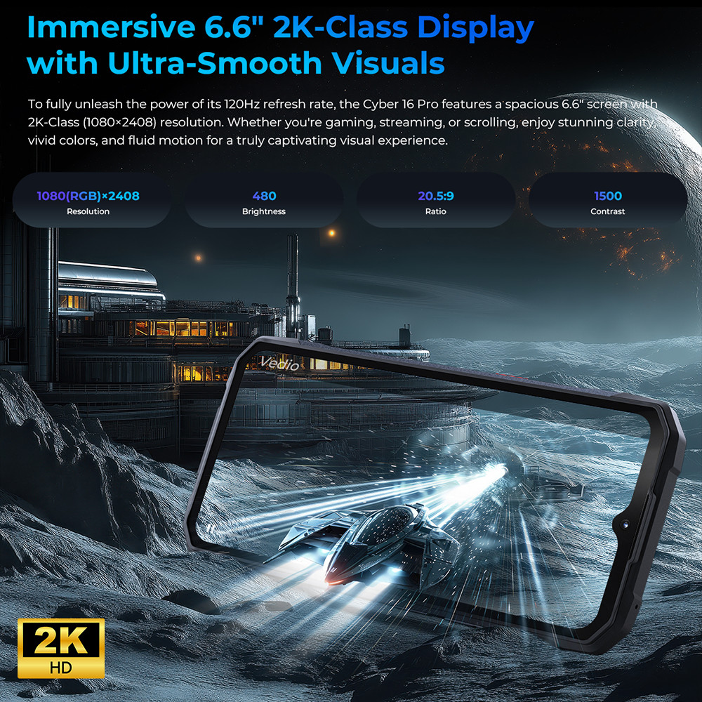 NEW HOTWAV Cyber 16 Pro Rugged Phone Helio G100 4G Octa-core 24GB RAM+512GB ROM 6.6" 2K 120Hz