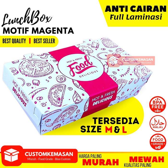 Lunch Box Paper Cetak Motif Isi 50 Pcs / Dus Box Ayam Geprek / Kemasan Makanan / Paper Lunch Box /