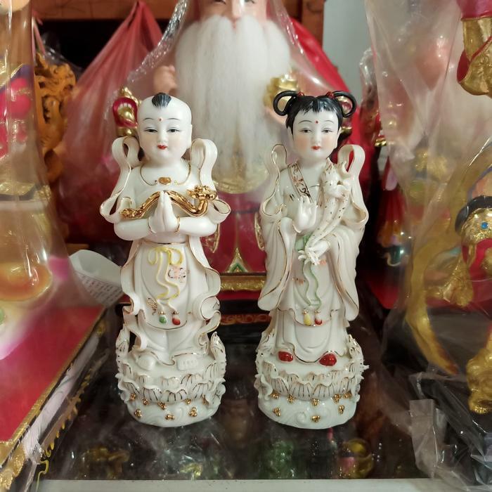 patung dewi rupang pengapit dewi kwan im guan yin 8 inch keramik taiwa