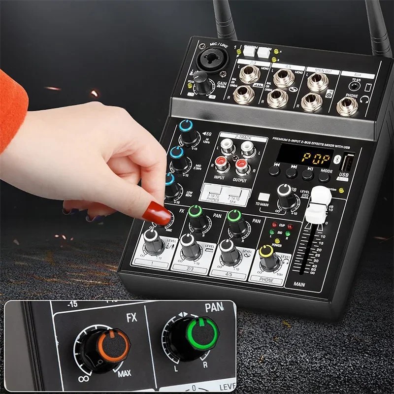 4 Channels Karaoke Bluetooth Microphone Wireless Microphone with Audio Mixer for TV Computer Home