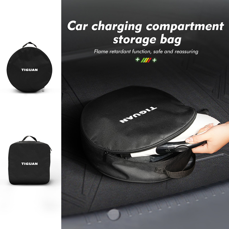 Car Charging Gun Storage Bag Waterproof Charger Cable Handled Bags For Volkswagen VW Jetta Golf4 5 6