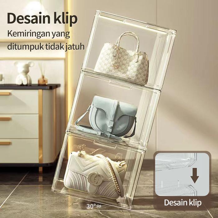 "New" Bohan Transparent Storage Display Box XXL Kotak Penyimpanan Sepatu Display Tas Buku Transparan