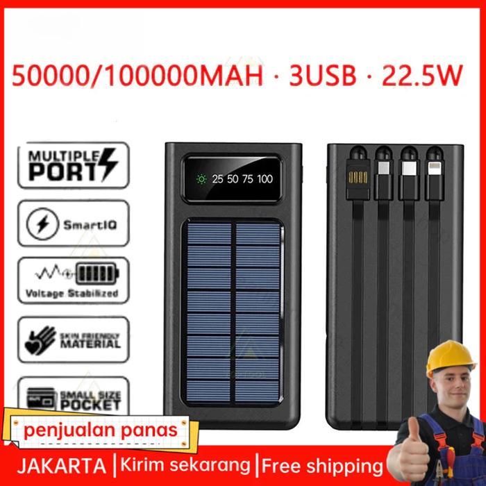 Terlaris 50000/100000 Mah Powerbank Robot Power Bank Solar Cell Tenaga Surya Portable Led Indikator
