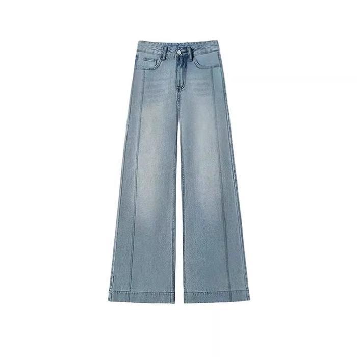 Yoyo Jeans Baggy Retro Biru Panjang Wanita Korean Style Celana Lurus Highwaist Kulot Wide Leg Jeans
