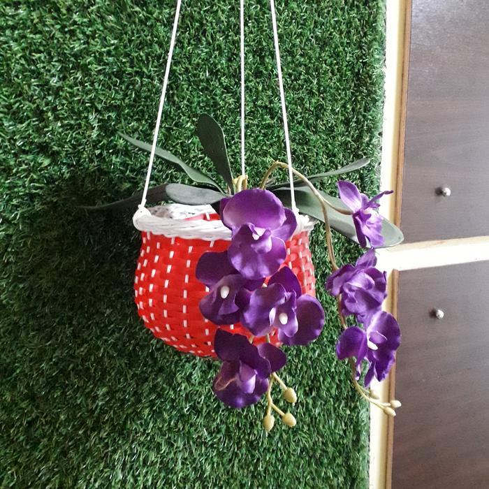 Pot Gantung Anyam Rotan Sintetis 15cm