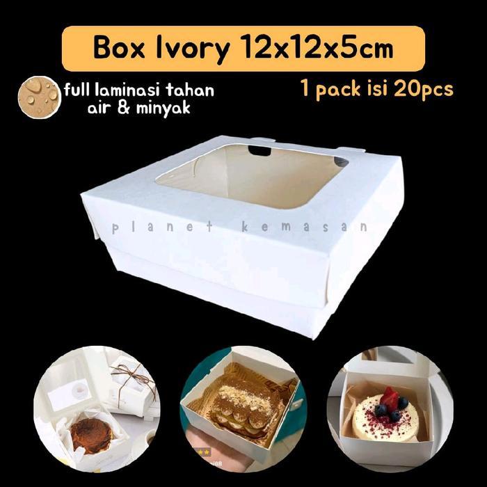 [Isi 20pc] Box ivory 12x12x5 / Box persegi dus persegi 12x12x5 / Dus putih window jendela 12x12x5cm