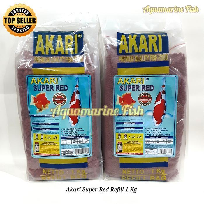Akari Super Red Refill 1 kg Pelet ikan pakan ikan Koi Koki Louhan Channa Oscar Parrot Pigmen Merah