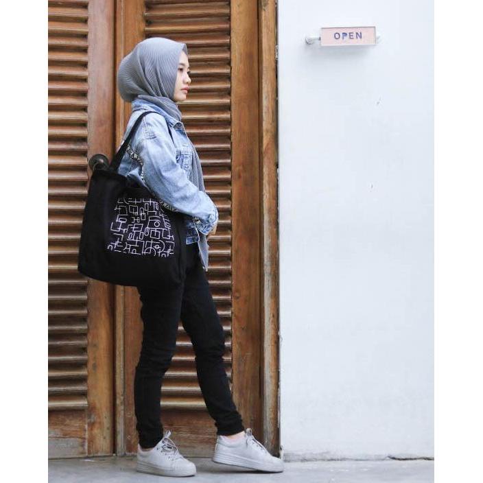 Spesial Totebag Besar Resleting Tote Bag SPNB Kanvas Nudie Komb PIPE