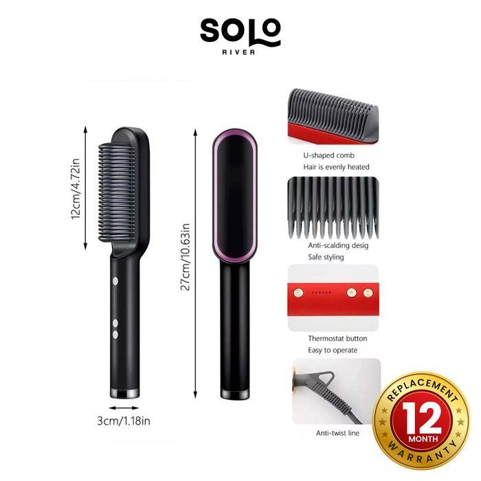 SOLO RIVER Catokan Sisir Nessy Pelurus Rambut Elektrik Hair Straightener Curler Sisir Catokan