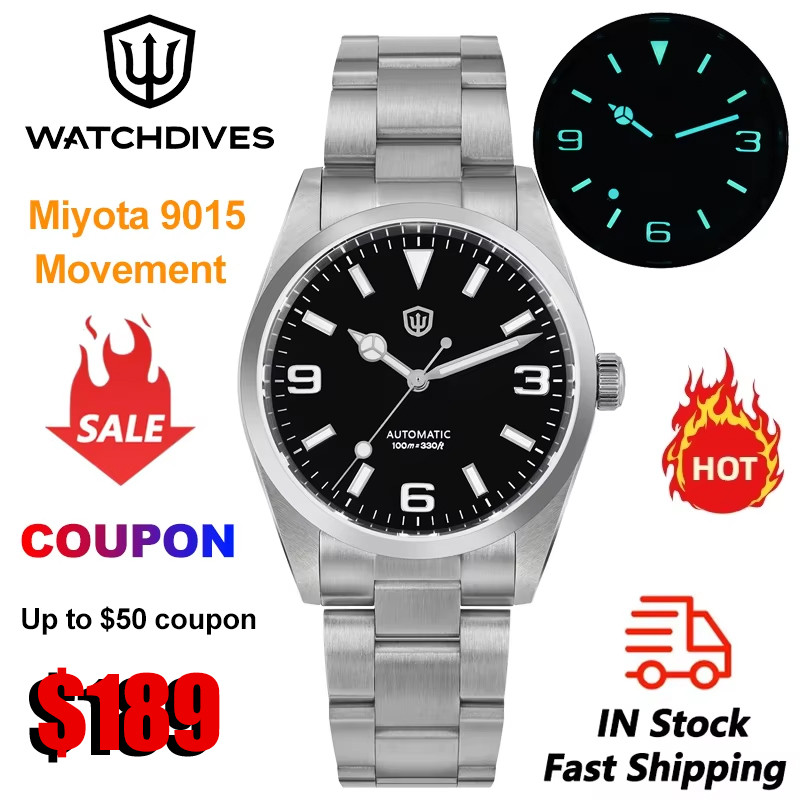 Watchdives WD6610 Mechanical Automatic Watches Miyota 9015 Sapphire 100M Waterproof 316L High