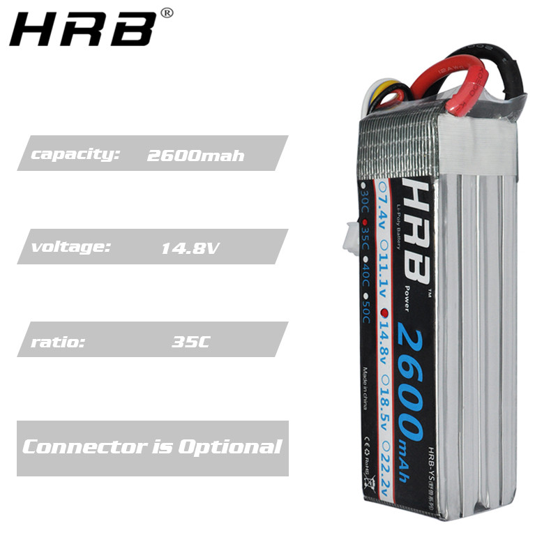HRB 1PCS 2600mah Lipo 2S 3S 4S 6S 5S Battery 7.4V 11.1V 14.8V 22.2V 18.5V Lipo 50C 60C XT60 T for RC