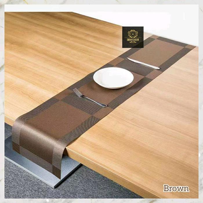 Table Runner - Taplak Meja Makan Panjang Minimalis Waterproof Anti Air Mewah 180 225 270 cm Silver