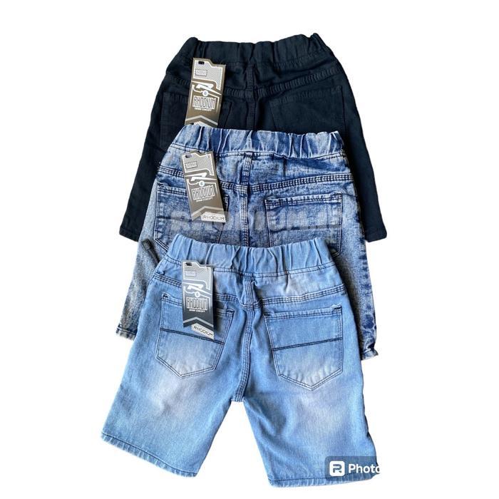 Premium Rhodium 3 Pcs Celana Jeans Pendek Sobek Anak Laki-Laki Usia 1-12 Tahun Matt Jeans 10 Oz