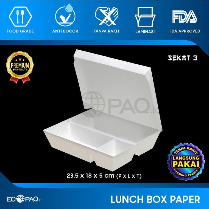 Paper Lunch Box SEKAT 3 - Kotak Bento Sekat 3 - Full Laminasi