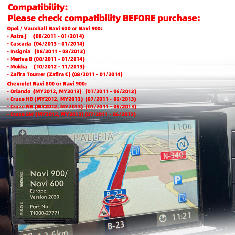 for Vauxhall 900 600 GPS SD Card Navigation Map 2020-2022 Zafira Tourrer (Zafira C)