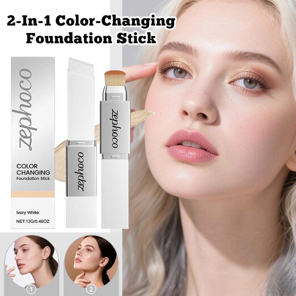 ZEPHOCO Color-Changing Foundation Stick Foundation Matte Moisturizing Foundation Concealer Korean