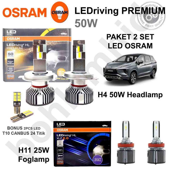 LAMPU LED XPANDER OSRAM HEADLAMP H4 PREMIUM 80W + FOGLAMP H11 XLZ 80W CAR