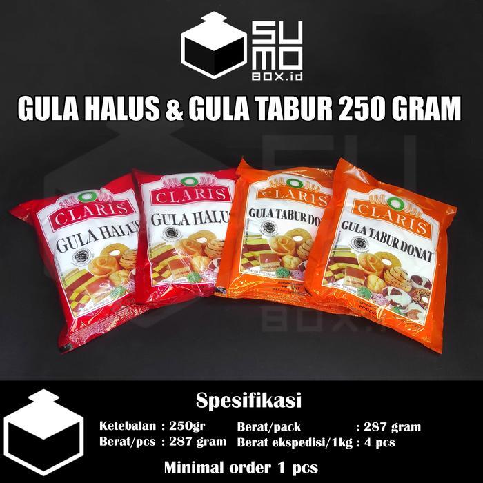 Gula Tabur Donat 250gram / Gula Halus Claris 250gram / Gula Halus Dunia 250gr