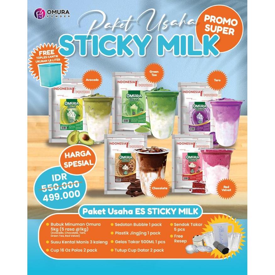 [PAKET USAHA] Paket Bisnis Minuman Es Sticky Milk Korean Milk Kekinian Es Kwentel