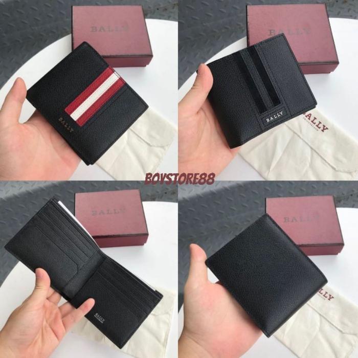 New Dompet Bally Trisai Pria Bifold Wallet Authentic Fullset