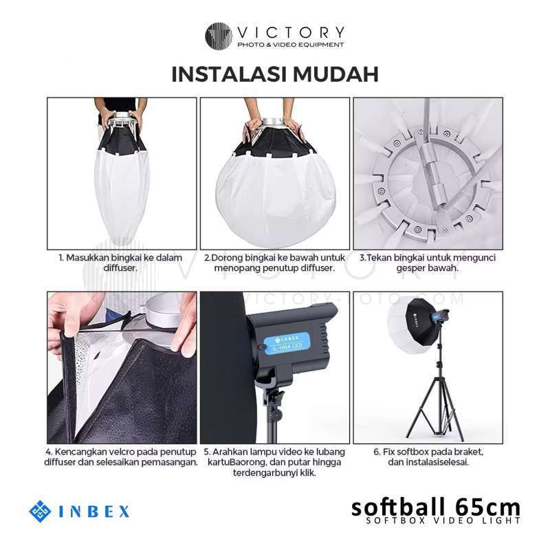 INBEX Softbox Square 60x90 & Softbox Lantern 65cm, aksesoris Lampu studio