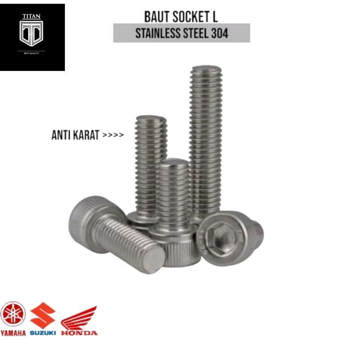 . (5pcs) BAUT Socket M2 x 40 Baut L / Baut Soket 2mm x 40mm Stainless 304 Drat 2mm anti karat