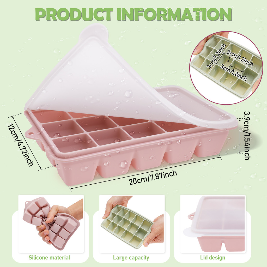 2/4 PCS Silicone Ice Cube Tray Ice Cube Mold with Lid Easy Release Ice Mold Stackable Cube Tray Ice