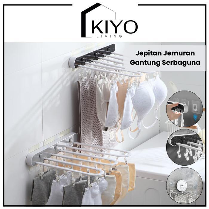 KIYO Jepitan Jemuran Kaos Kaki Pakaian Dalam Baju Baby Tempel Bisa Lipat / Rak Jepitan Modern Hemat