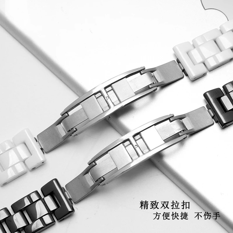 Convex Watchband Ceramic Black White Watch For J12 Bracelet Bands 16mm 19mm Strap Special Solid