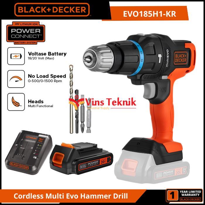 Black+Decker EVO185H1 Cordless Multi Evo Hammer Drill 20V 13mm Black & Decker EVO185