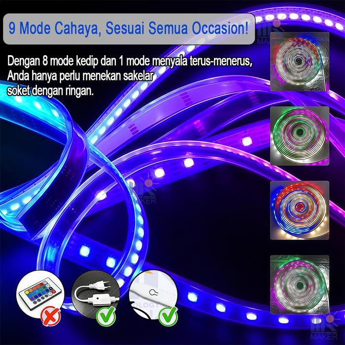 "New" Lampu LED Strip RGB 1M-30M Warna Warni Lampu Hias/PVC IP65 Waterproof/lampu kelap kelip/lampu
