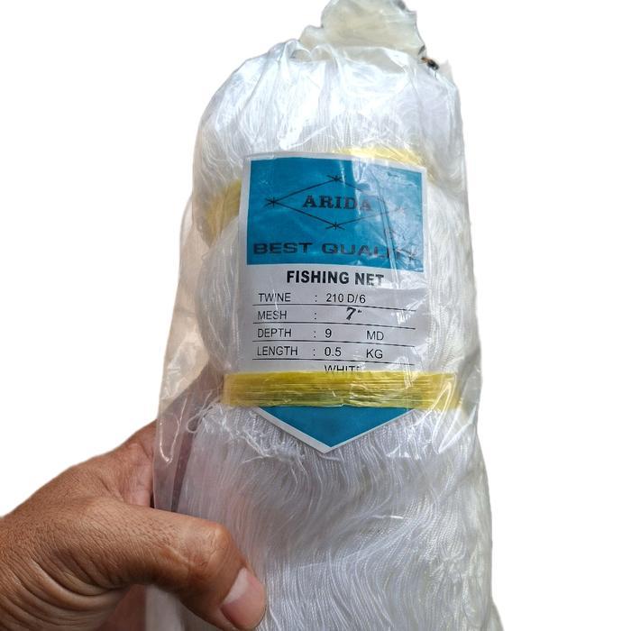 Jaring nilon arida asli 210D/6 5" 6" 7" white/putih pengarang udang ikan