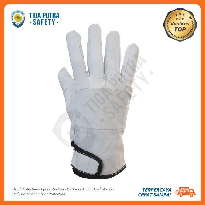"New" Sarung Tangan Safety Las Argon Putih Kulit Asli / Glove Welding