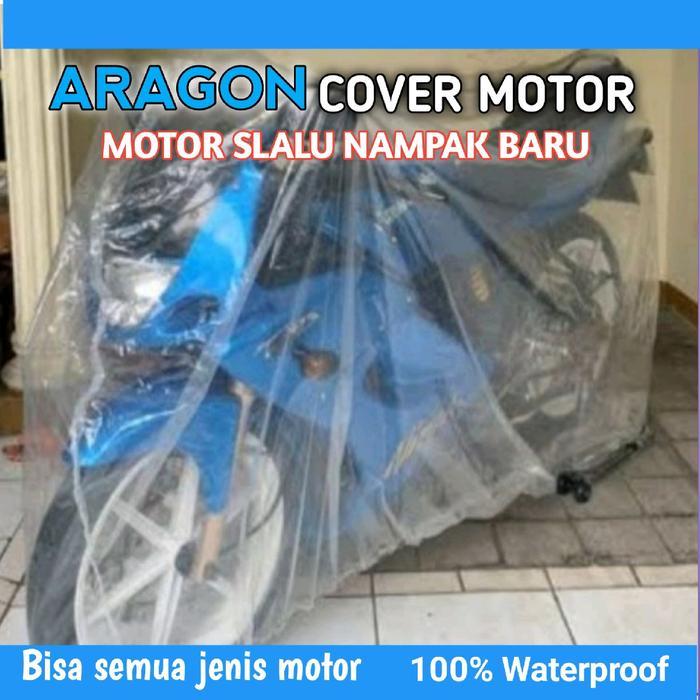 Sarung Cover Motor Transparan Tahan Air Aragon - Pelindung Kendaraan Motorcycle Trail
