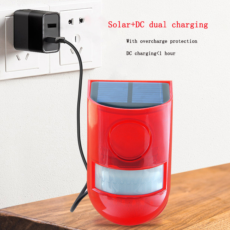 Solar Charging Infrared Motion Human Body PIR Sensor Lamp Light and Sound Alarm Anti-theft Animal Dr