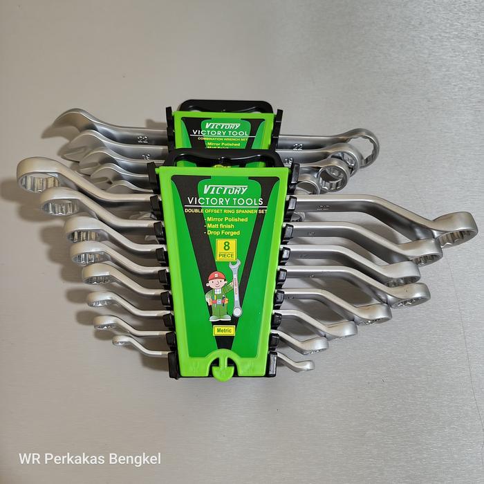 Kunci Ring Pas Set 8 Pcs Kombinasi + Kunci Double Ring Offset Spanner Set 8 Pcs + Kunci Ring 1 Set