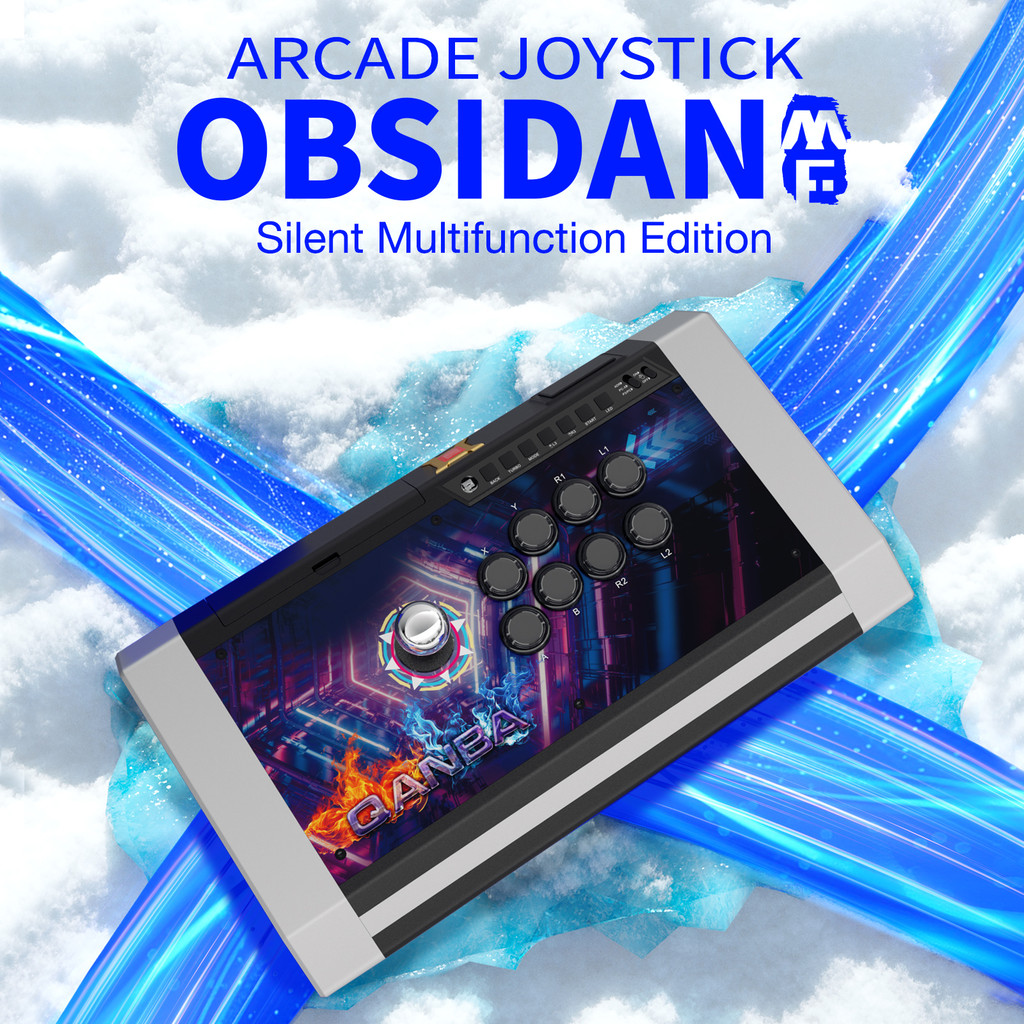 Qanba Q3 Obsidian MF-GV Silent Arcade Joystick Multifunction Edition Fighting Stick for PC/Steam