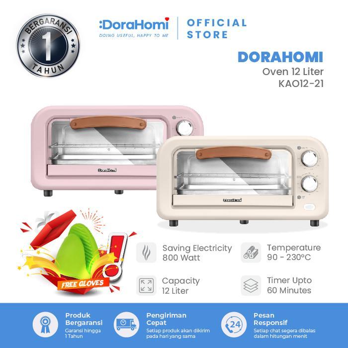 (COD) Dorahomi Oven listrik low watt electric Alat Pemanggang 12 Liter 800 Watt Pemanas Atas Bawah