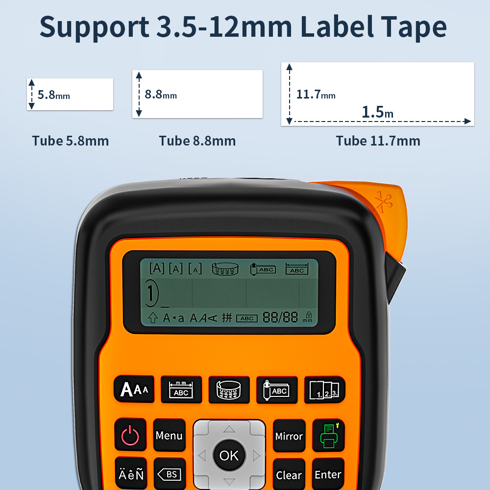 [Russian Version]Portable Label Printer & Heat Shrink Tube Label Tape Electronic Label Maker for
