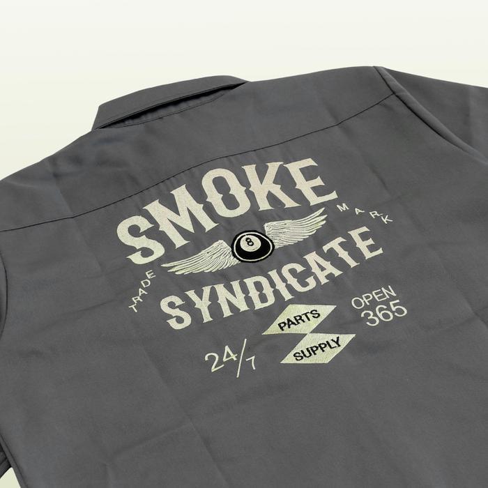Smoke Workshirt Kemeja 'Ball' Hitam Abu Tua Army Kain Nyaman Casual Pria Hitam Slim Fit Motor