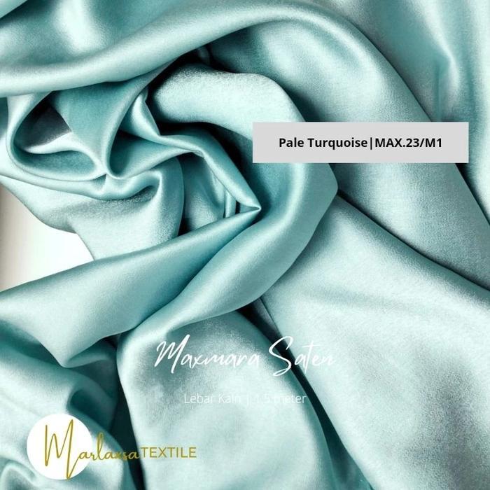 Kain satin maxmara premium Pale Turquoise Hijau Toska Pucat