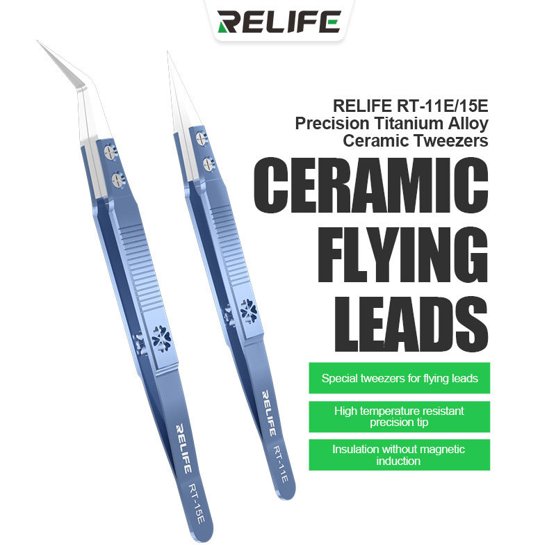 PROMO   RELIFE Titanium Alloy Ceramic Tweezers RT-11E RT-15E High Precision Mobile Phone Maintenance