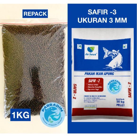 PELET IKAN SAFIR -3 / SAFIR MIN 3 PAKAN IKAN APUNG 1 Kg Repack